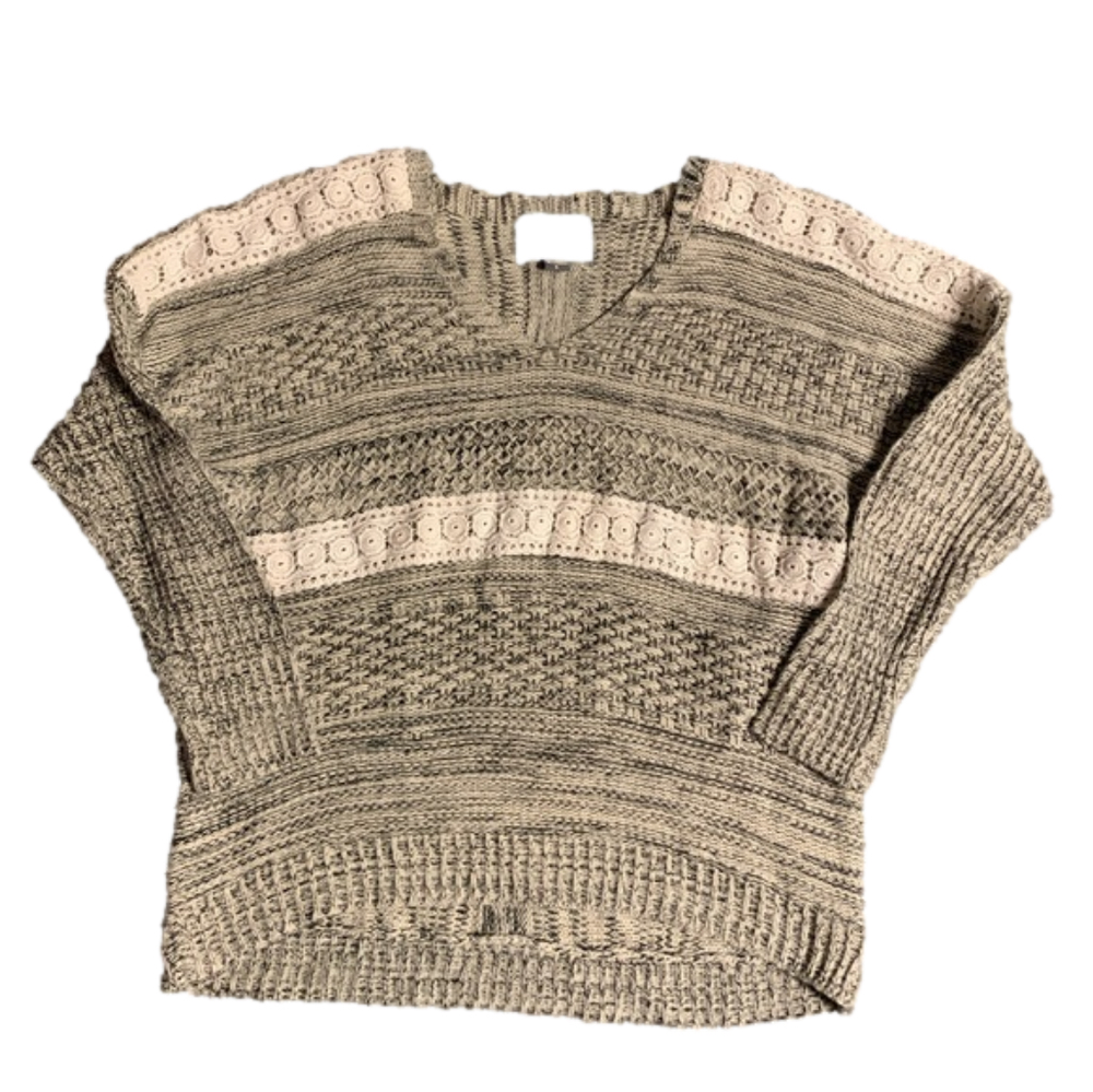 Medium Gray Cream Knit Sweater
